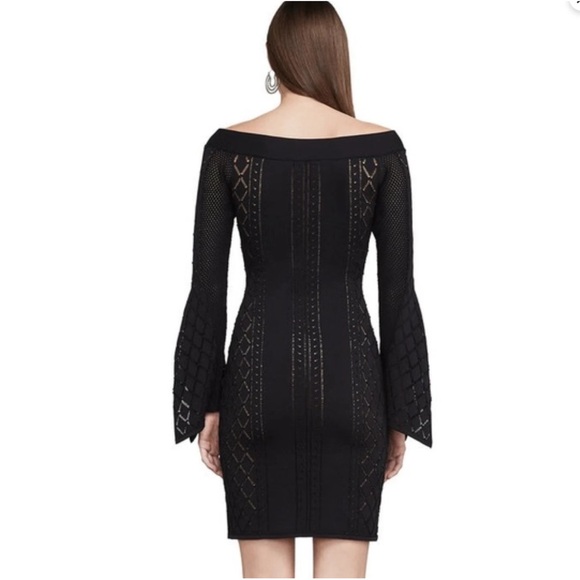 EUC BCBGMAXAZRIA Black Wren Knit Cocktail Dress Sz L - Picture 3 of 10